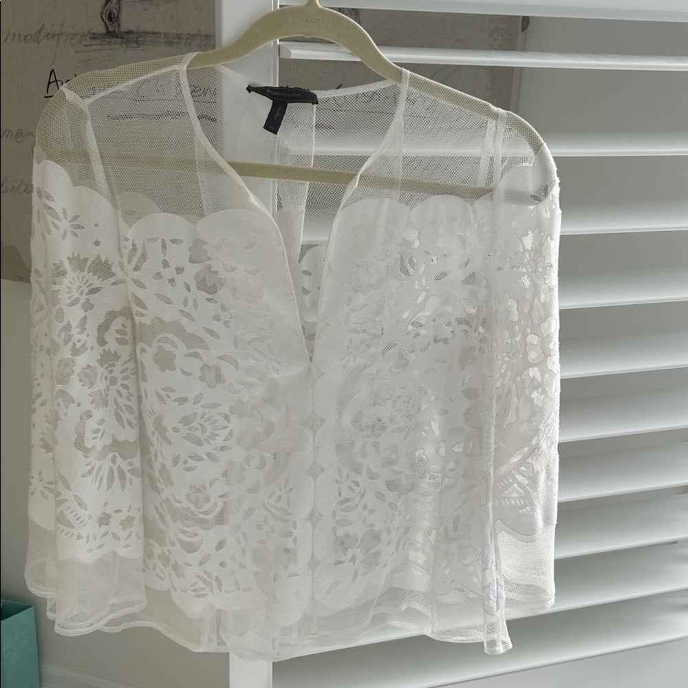BCBGMaxAzria Ivory Lace Blouse XS